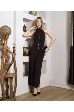 SANDY FULL LİKRALI DÜĞME DETAY ELBİSE