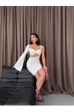 Ring Detailed One-Sleeve Mini Dress