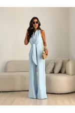 SHORT-SLEEVED JUMPSUIT WITH BELT DETAIL