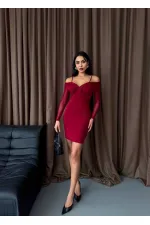 Omuz Detaylı Mini Elbise