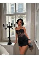 GLOBE AND LACE DETAIL DRESS