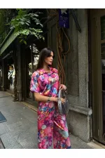 ENSEMBLE DEUX PIÈCES EN SATIN À COL POLO