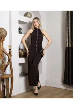 SANDY FULL LİKRALI DÜĞME DETAY ELBİSE