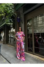 ENSEMBLE DEUX PIÈCES EN SATIN À COL POLO