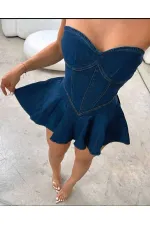 STRAPLESS DENIM DRESS