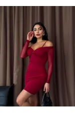 Omuz Detaylı Mini Elbise