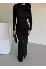 DRAPPE SLITTLE MAXI DRESS