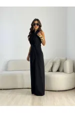 KUŞAK DETAYLI KISA KOLLU TULUM