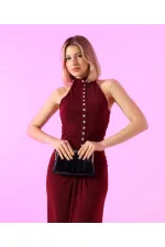 SANDY FULL LİKRALI DÜĞME DETAY ELBİSE