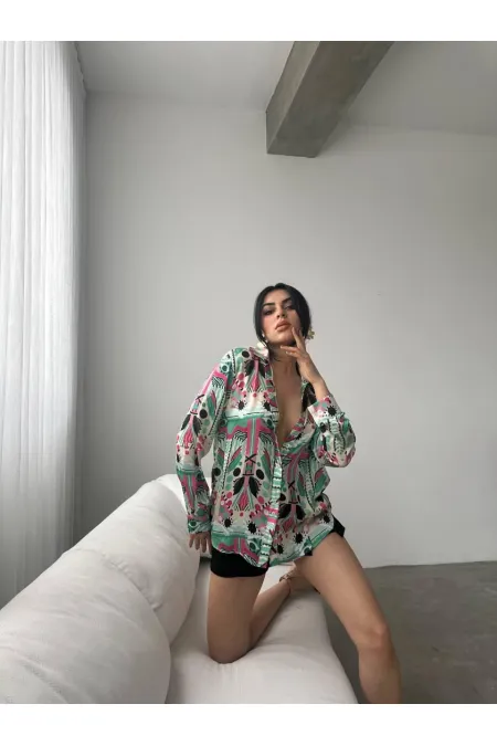 Desenli Oversize Gömlek