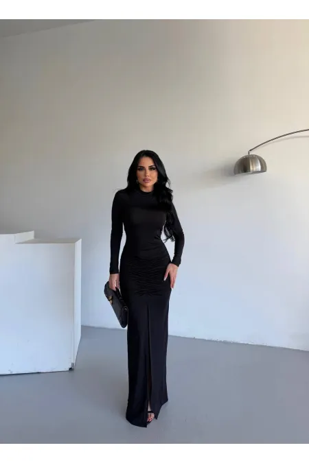 DRAPPE YIRMAÇLI MAXİ ELBİSE