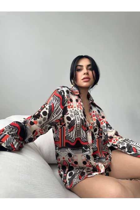 Desenli Oversize Gömlek
