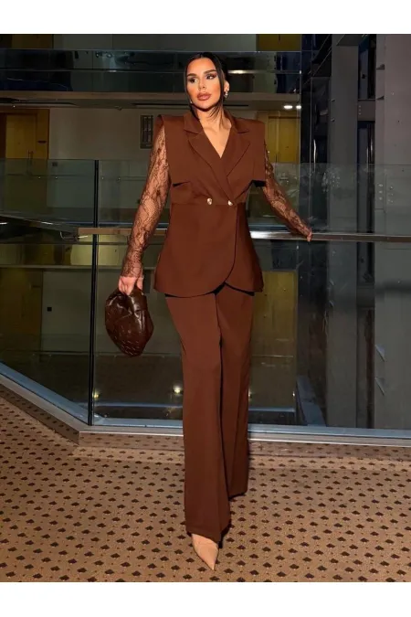 Dantelli Yelek Pantolon Takım