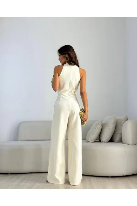 KUŞAK DETAYLI KISA KOLLU TULUM