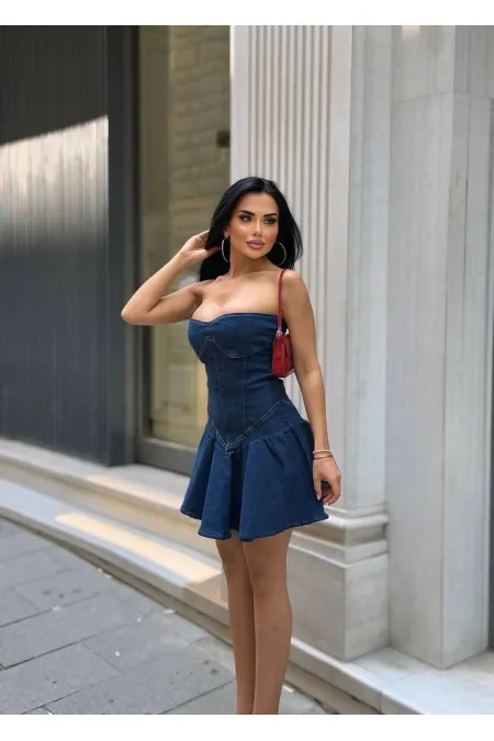 STRAPLESS DENIM DRESS