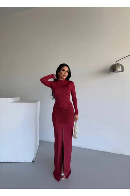 DRAPPE YIRMAÇLI MAXİ ELBİSE