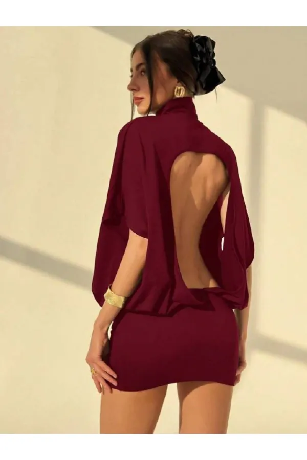 BACKLESS, BATWING SLEEVE, SKIRT