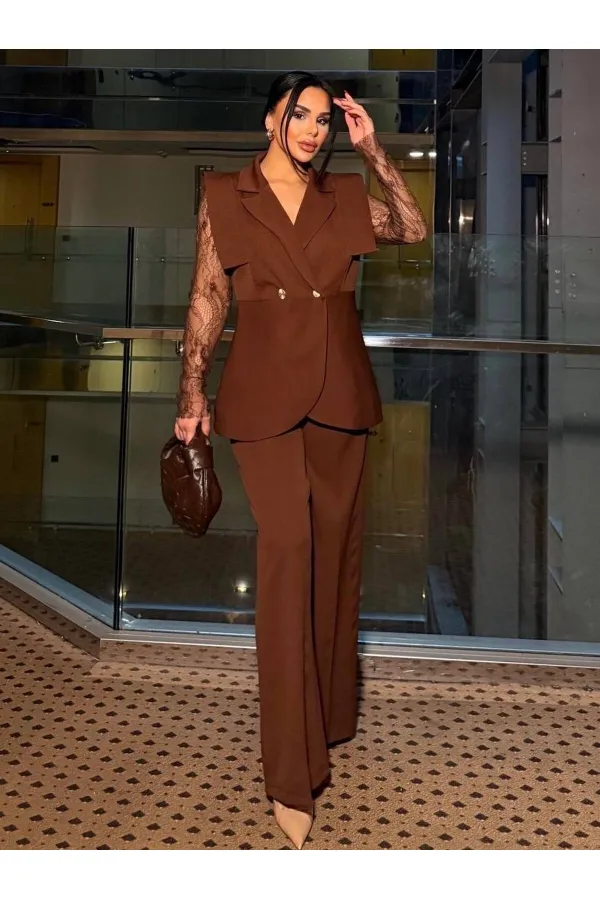 Dantelli Yelek Pantolon Takım