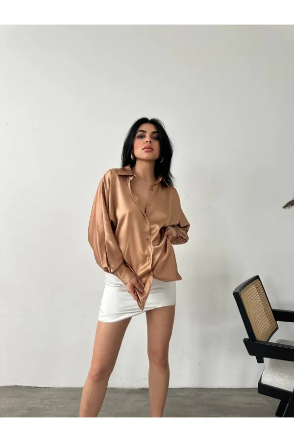 Dökümlü Saten Gömlek