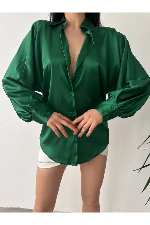 Dökümlü Saten Gömlek