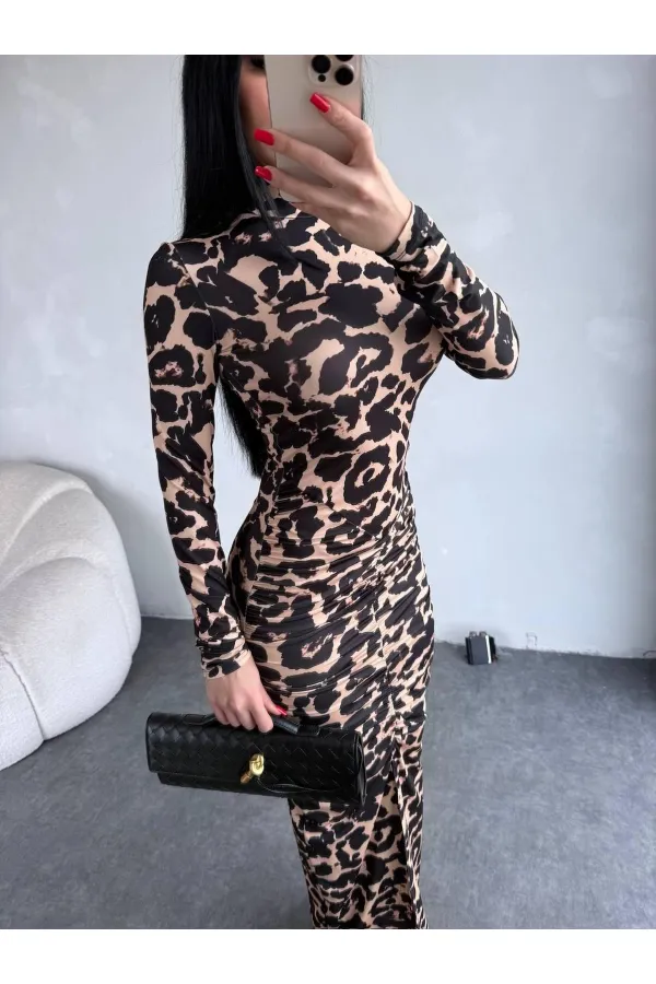 DRAPPE SLITTLE MAXI DRESS