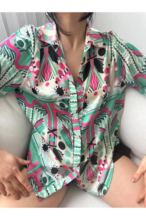 Patterned Oversize Shirt