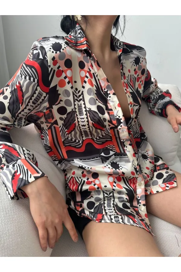 Patterned Oversize Shirt