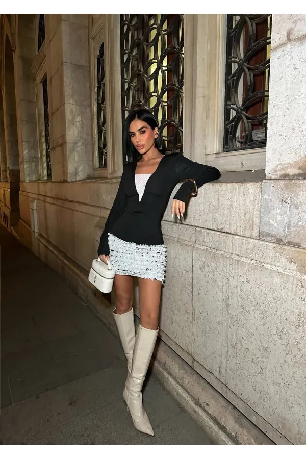 VATKA DETAYLI TÜL TAŞLI ELBİSE