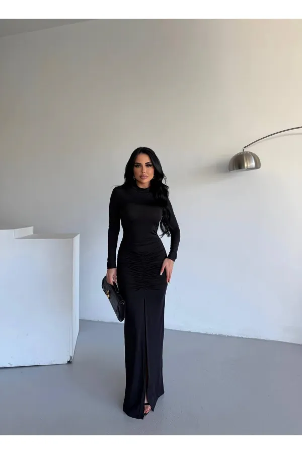 DRAPPE SLITTLE MAXI DRESS