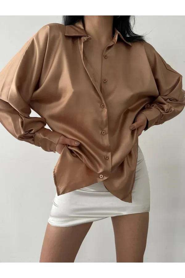 Dökümlü Saten Gömlek
