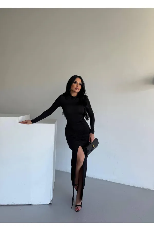 DRAPPE SLITTLE MAXI DRESS