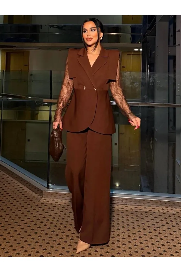 Dantelli Yelek Pantolon Takım