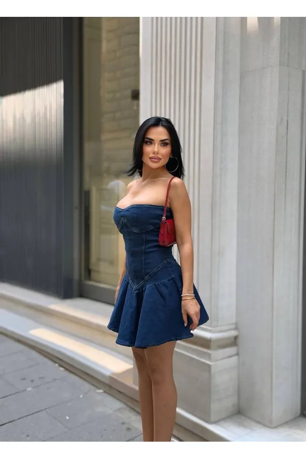 STRAPLESS DENIM DRESS