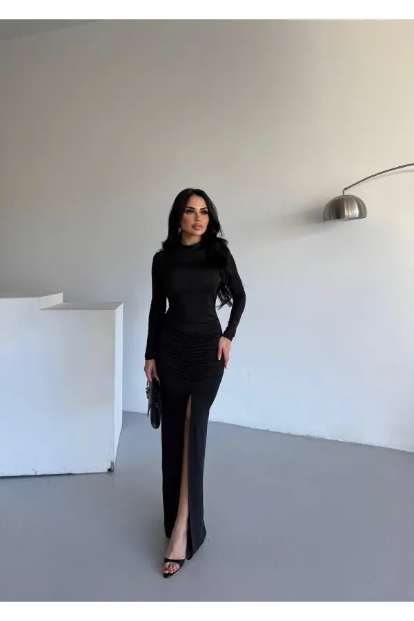 DRAPPE SLITTLE MAXI DRESS