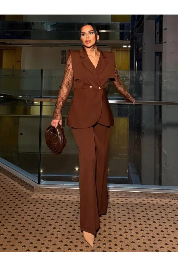 Dantelli Yelek Pantolon Takım