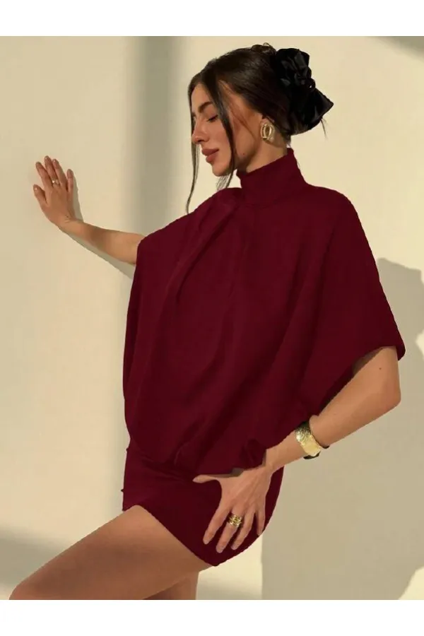 BACKLESS, BATWING SLEEVE, SKIRT