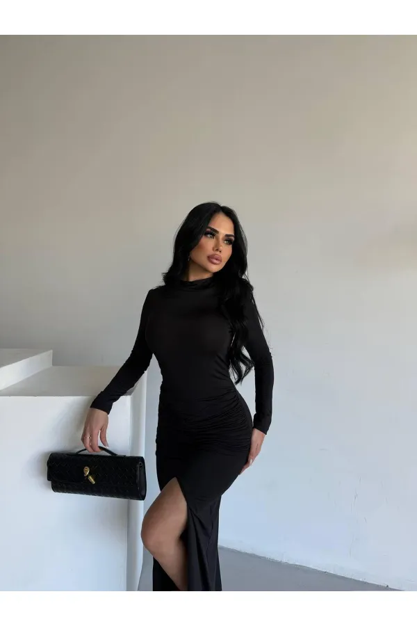 DRAPPE SLITTLE MAXI DRESS