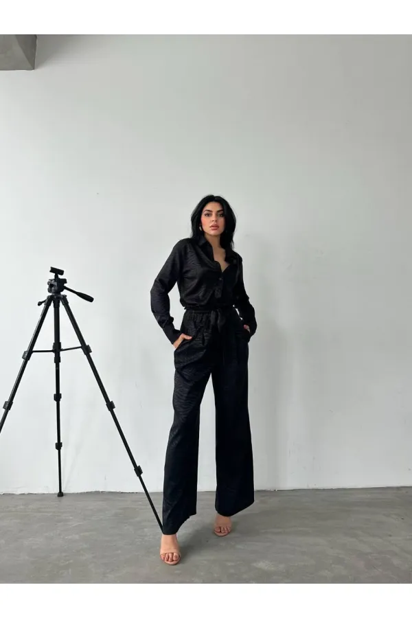 Gömlek & Pantolon Saten İkili Takım