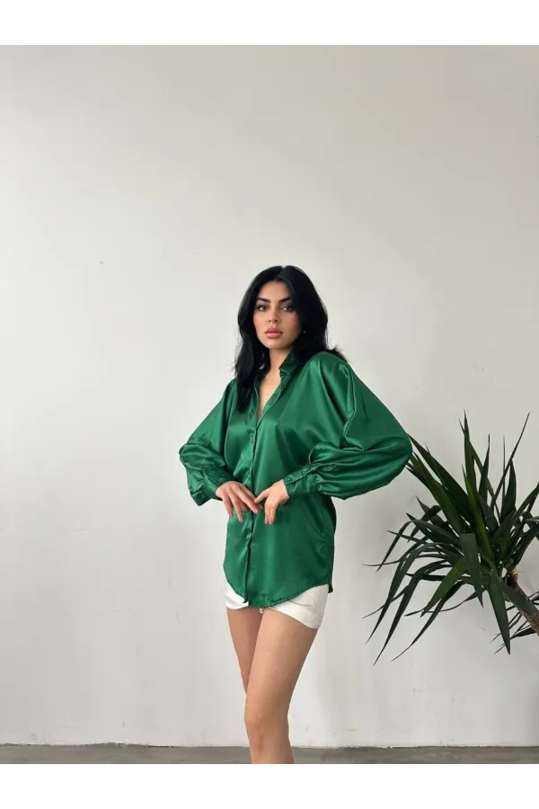 Dökümlü Saten Gömlek