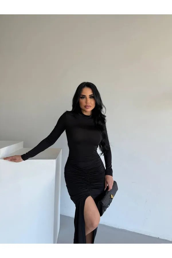 DRAPPE SLITTLE MAXI DRESS