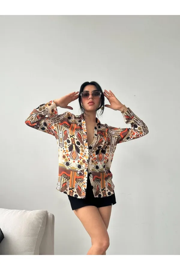 Desenli Oversize Gömlek