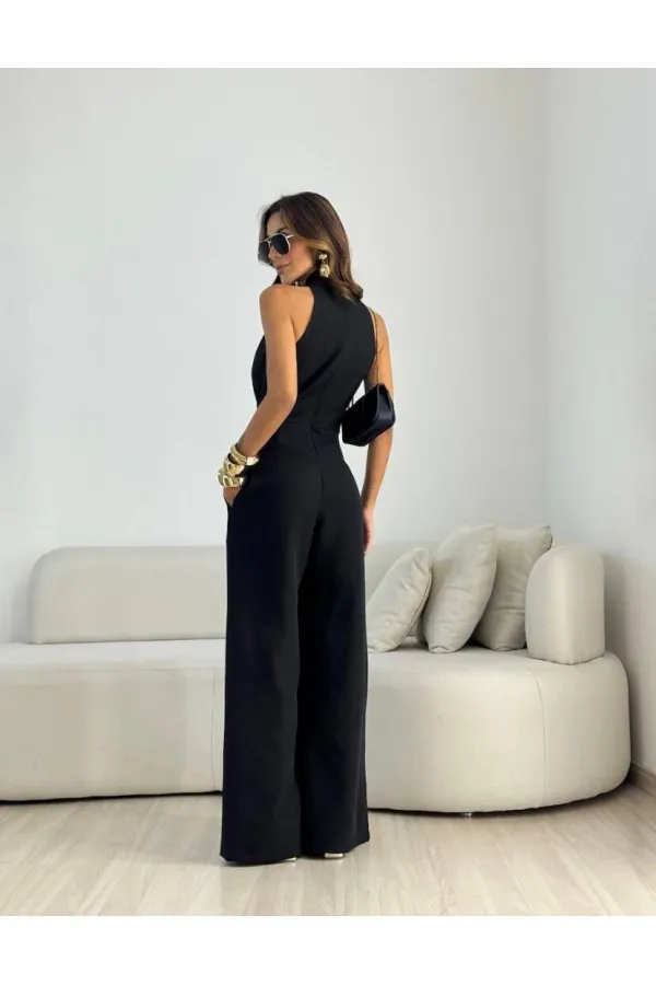 KUŞAK DETAYLI KISA KOLLU TULUM