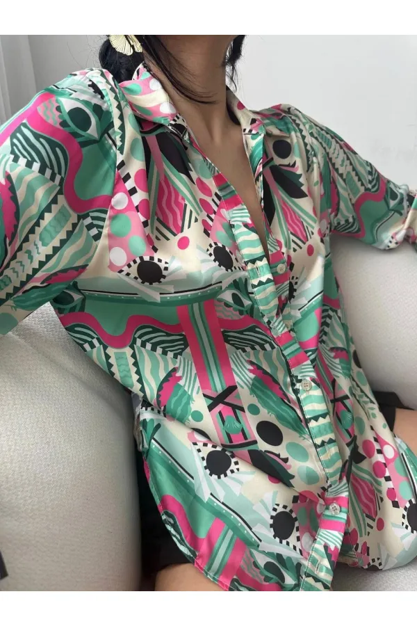 Patterned Oversize Shirt