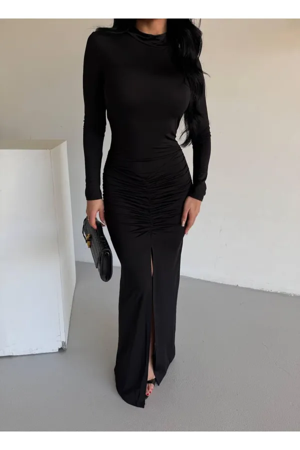 DRAPPE SLITTLE MAXI DRESS